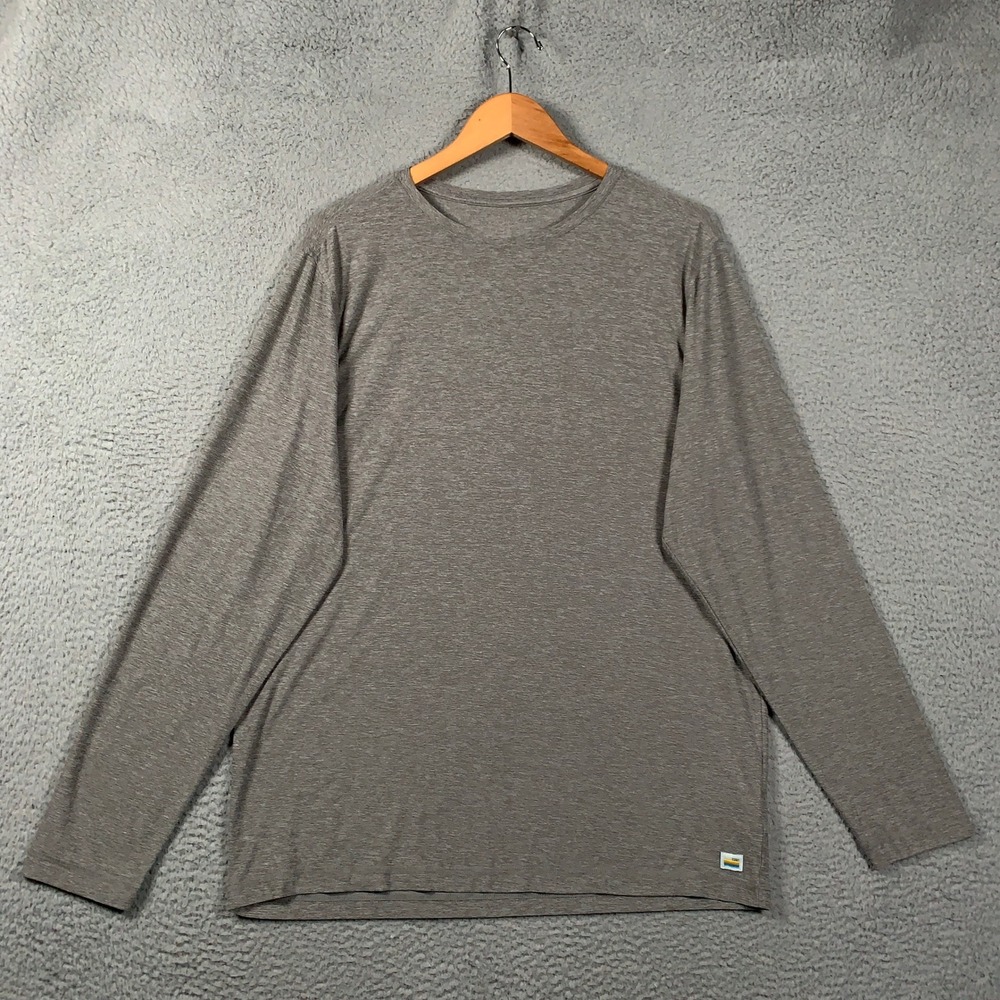 Vuori Strato Tech Long Sleeve Tee Mens XL Grey Heather Stretch Crewneck Soft